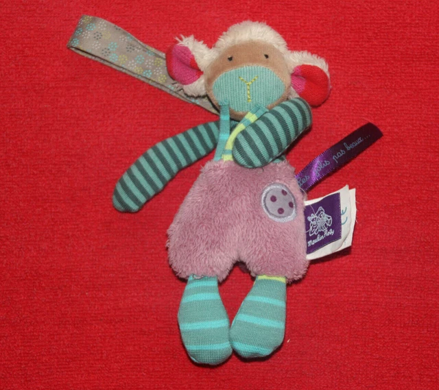 Moulin Roty Doudou Mouton Attache Tetine Les Jolis Pas Beaux Etat Neuf