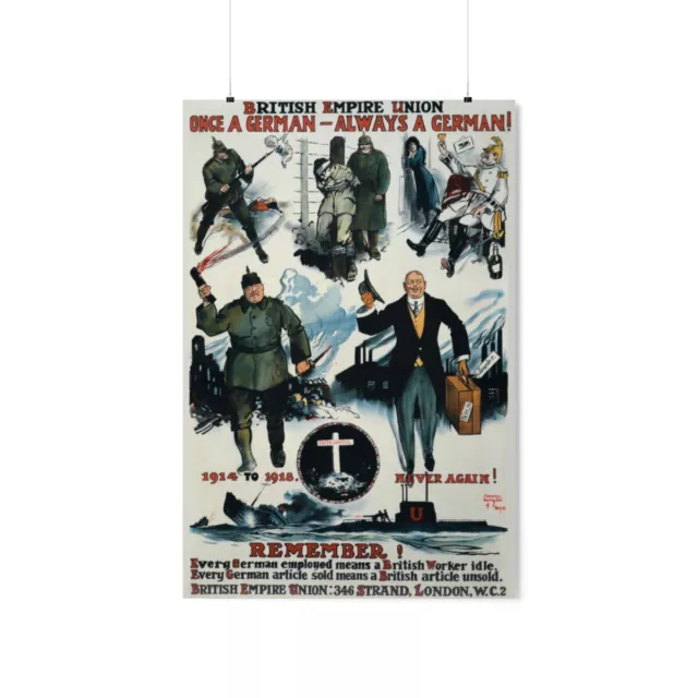 WW1 British Empire Union anti German Propaganda Poster 24x36 | Free Shipping