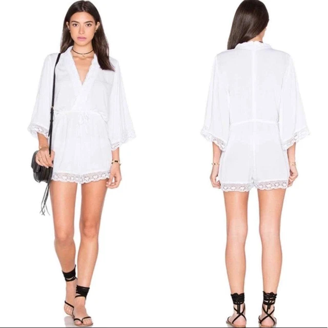 NWT Motel Giola Jumpsuit Romper Lace Trim Revolve Small
