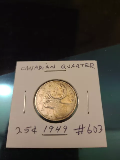 1949 Silver Canadian Quarter. 25 cents