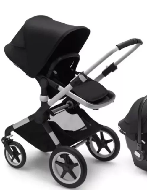 Sistema de cochecito Bugaboo Fox 2 - aluminio negro - ligeramente usado - moisés y asiento
