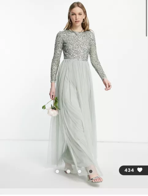 Maya tall long sleeve sales sequin top maxi tulle dress