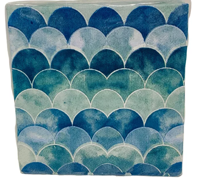 Blue Shell Ocean Sea Scales Pattern Dessert Cocktail Napkins 5”x5” Pack Of 40