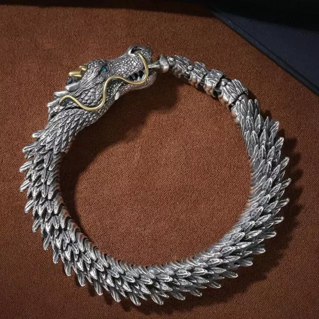 Unique Vintage 3D Handmade Dragon Bracelet Gothic Jewelry Hip Hop Bangle foz