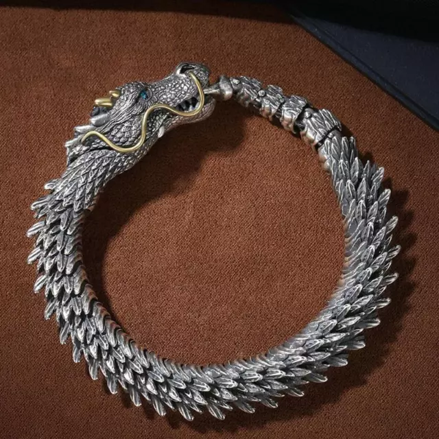 Unique Vintage 3D Handmade Dragon Bracelet Gothic Jewelry Hip Hop Bangle Men"