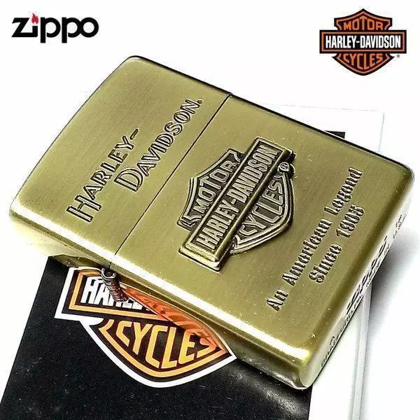 Zippo Lighter Harley Davidson HDP-11 Big Metal Logo Gold Brass Bar Shield Japan