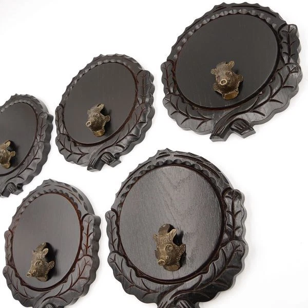 5 Pieza Keilerschilder Tallado Oscuro Af 16 CM Con 5 X Jabalí Cabeza Portada 2
