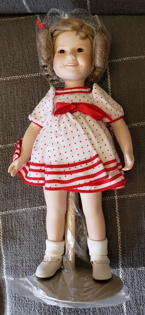 Lot of 2 Danbury Mint 14" Shirley Temple Dolls Wee Willie Winkie Stand Up& Cheer 3