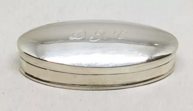 Vintage Solid Sterling 925 Silver Oval Pill Box Inscribed DJC Fully Hallmarked *