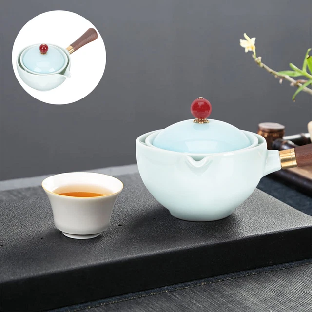 Práctico filtro tetera casera mango largo tetera kung fu té