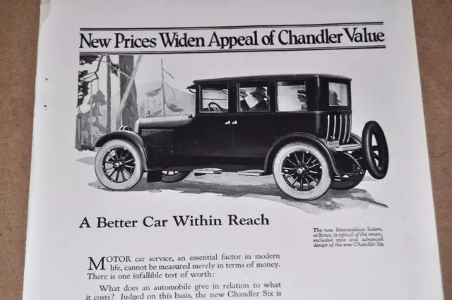 1922 Chandler Six advertisement, CHANDLER Motor Car Company, Sedan print ad