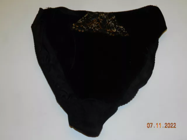 Vintage Inner Image Velvet panties size 9 Hi-Cut Bikini Briefs black lace inset