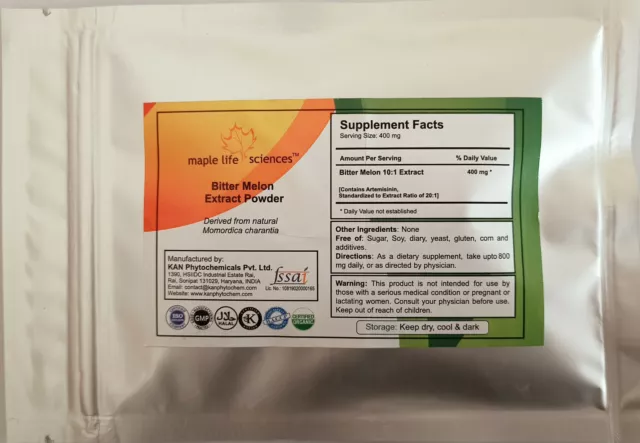 Bitter Melon Extract (10:1) Powder : Momordica Charantia Fruit Pure No Fillers