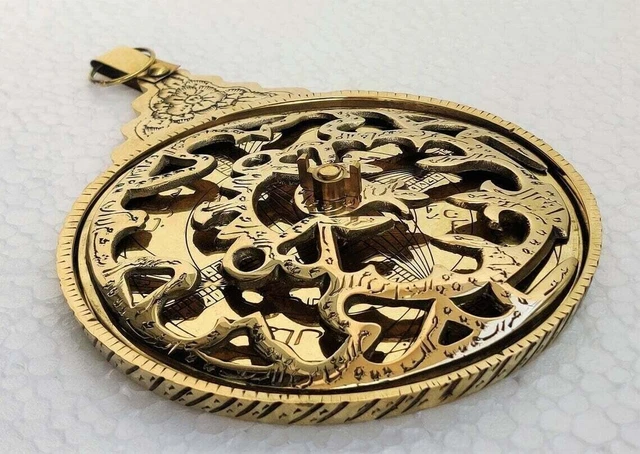Brass Vintage Engraved Astrolabe Arabic Islamic Calendar Handmade