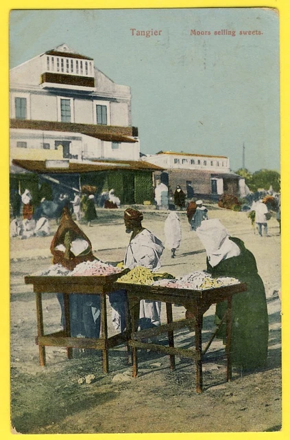 cpa rare MOROCCO TANGIER Selling Sweets TANGIER TETOUAN CANDY SELLERS