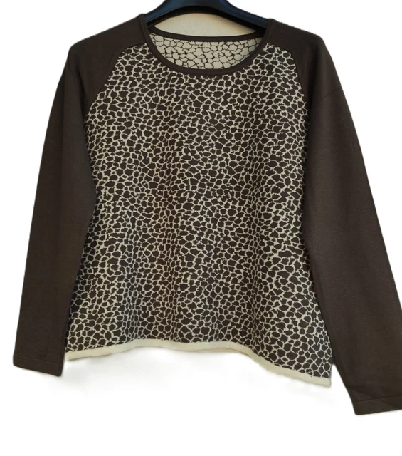 Pull Femme Giorgio Grati Taille 50 - Laine Viscose, Gris à Fleurs, Fait En Italie, Neuf Avec étiquettes