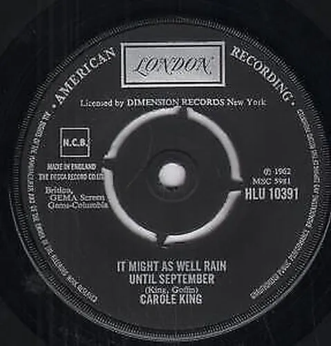 Carole King It Might As Well Rain Until September 7" vinyl UK London Four prong