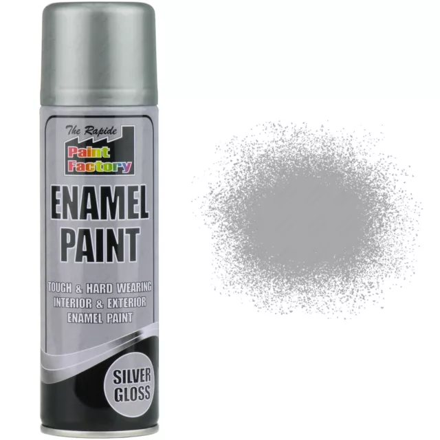1 x Enamel Silver Gloss Paint Spray Aerosol 400ml Radiator Metal Wood Etc. Tough