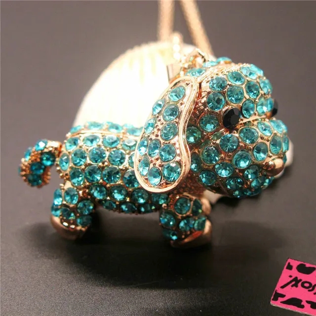 New Fashion Lady Blue Cute 3D Dog Puppy Crystal Pendant Women Necklace