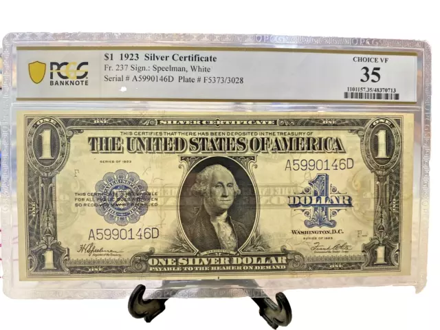 Pcgs Choice Vf35 $1 1923 Silver Certificate Fr.237 Signed By Speelman, White