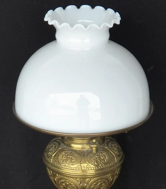 Vintage 10-inch White Opal Glass Oil/Elec Lamp Shade Fits Aladdin Coleman Rayo