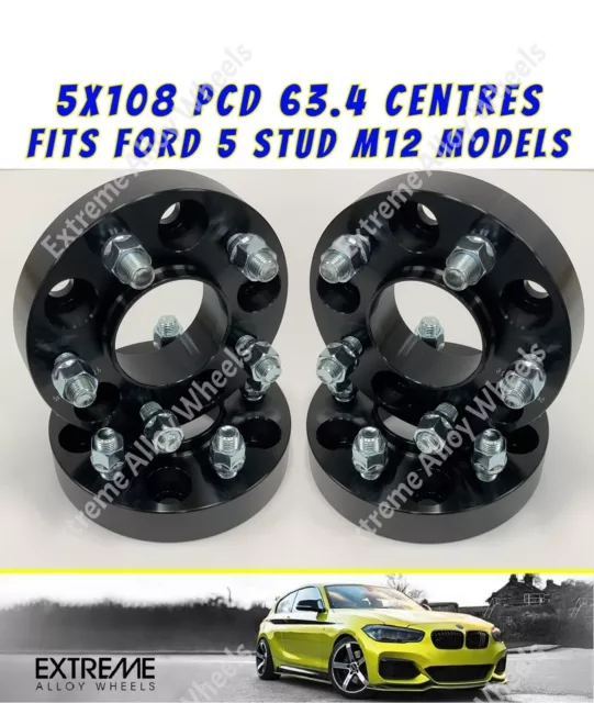 Fits Ford C Max Focus Mondeo 20mm Alloy Wheel Spacers Hub Centric 5x108 63.4 x 4