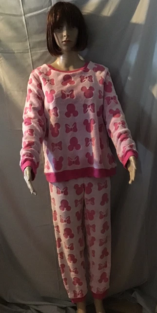 Disney Minnie Mouse Pink 2-Piece Lounge Fleece Jogger Pajamas LARGE