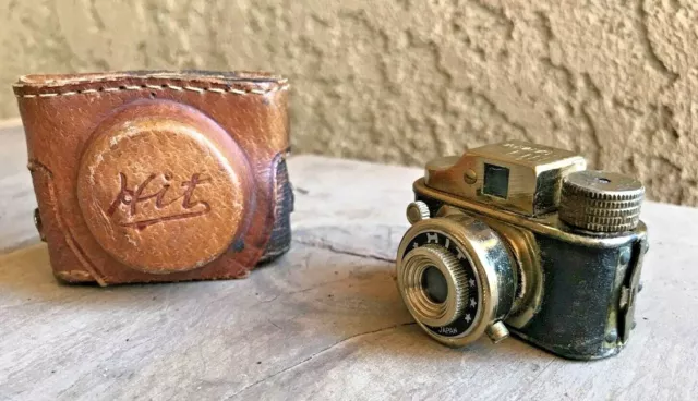 HIT Vintage Subminiature Spy Film Camera (GOLD) Made In Japan W/ Leather Case