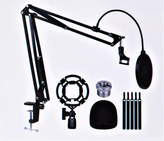 Mikrofonarm Mikrofonständer + Pop-Filter Mikrofon Halterung Tischstativ Mic Arm