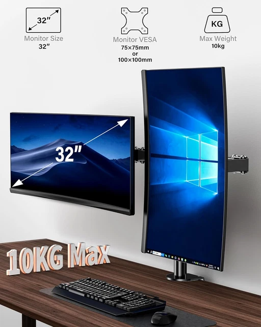 HEYMIX DUAL MONITOR Stand, VESA Monitor Arm, Double Monitor Mount