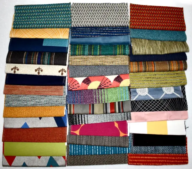 Lot 40 Fabric Samples Remnants MULTI-COLOR Solids Weaves Velvets Variety CRAFT