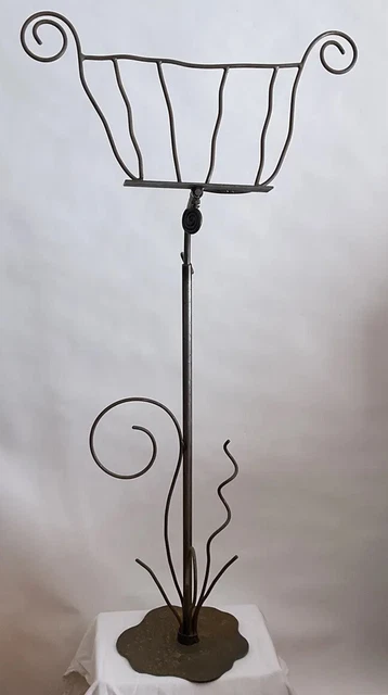 Vintage Postmodern Wrought Iron Whimsical Music Stand adjustable 41” to 59 solid