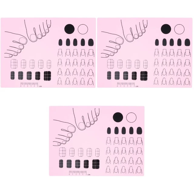 Juego de 3 herramientas de guía de pegatinas para uñas placa de estampillas almohadilla de silicona para manicura alfombra de práctica