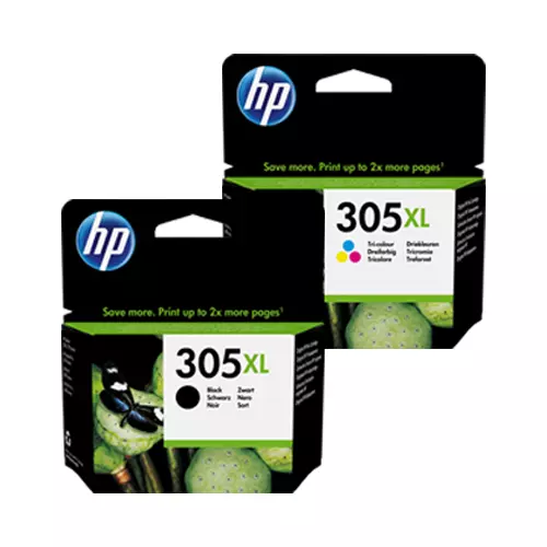 2 Cartucce Hp 305Xl 1 Bk + 1 Tricolor Originali 3Ym62Ae + 3Ym63Ae
