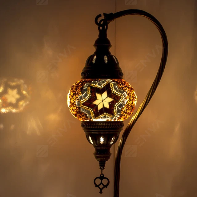Lampada a collo di cigno Tiffany da tavolo mosaico fatta a mano marocchina turca 3