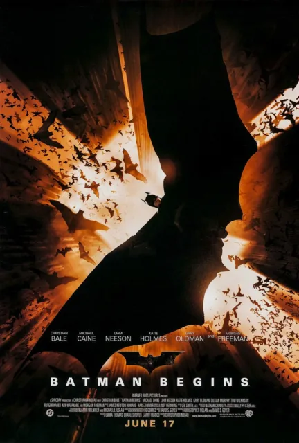 BATMAN BEGINS MOVIE POSTER 2 Sided ORIGINAL Version C 27x40 CHRISTIAN BALE