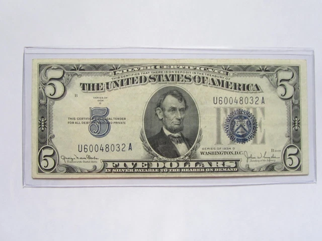 1934-D $5 Dollar Blue Seal Silver Certificate- **Nice Note**