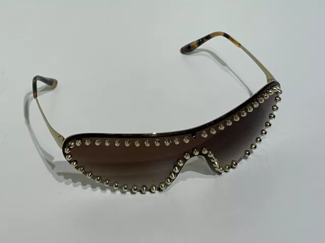 Prada Sunglass Spr-73V | Gold Studded 508-6S1 | Ornate Shield | Catwalk Runway