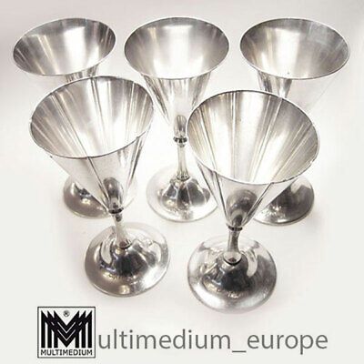 5 vasos de hielo Art Deco WMF metal plateado años 30 6 sundae metal chapado 30s