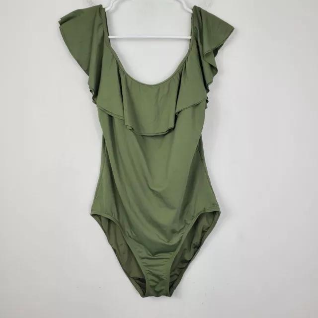 Michael Michael Kors Olive Green One Piece Swim Suite Womens Size 12 Ruffle