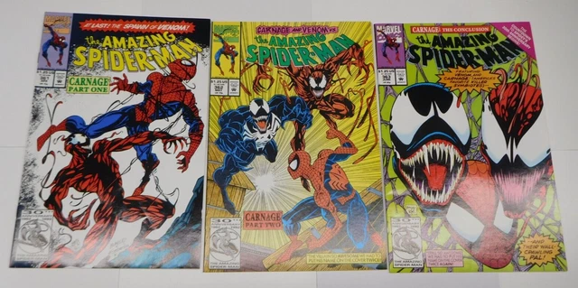Amazing Spiderman 361 362 363 Lot First Carnage Appearance Bagley 1992 Venom