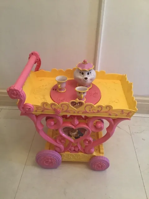 disney belle's tea cart play trolly beauty and the beast mrs potts set sound