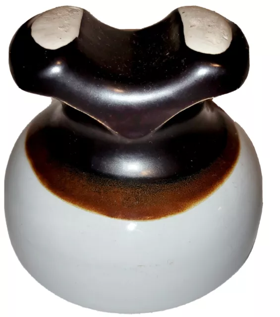 Vtg Brown & White Drip Glaze Large Ceramic High Voltage Insulator