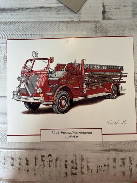 1941 Pirsch International Fire Truck Aerial Art Print Calendar Ad 12"x9.5" 1941 Pirsch International Fire Truck Aerial Art Print Calendar Ad 12"x9.5"