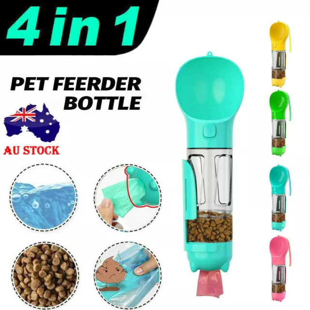 4 in1 Pet Feeder Puppy Dog Cat Water Bottle Cup Travel Pooper Scooper Outdoor AU