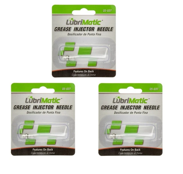(3) LubriMatic #LUBR05037 Straight Grease Injector Needles ~ New