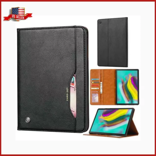 For SAMSUNG Galaxy Tab A T510 - T515 BLACK Magnet Flip Wallet Stand Case Cover