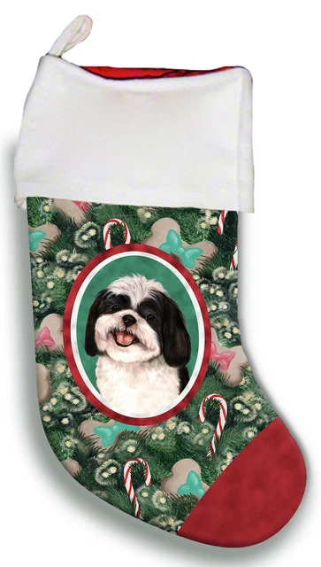 Christmas Stocking - Black and White Shih Tzu 11011