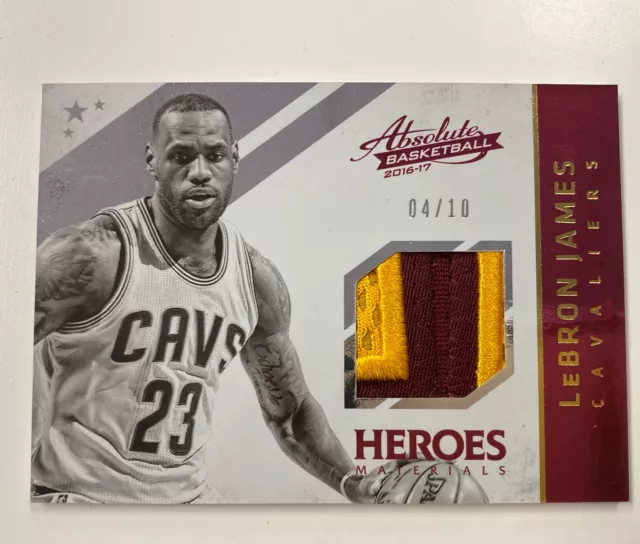 Lebron James /10 Patch 2016-17 Panini Absolute Heroes Material Gold Foil Ssp