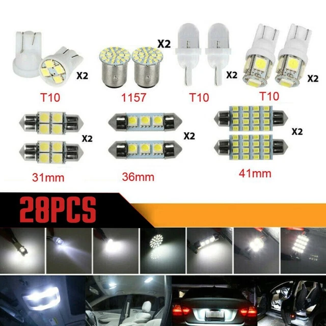 Kit Led Auto 28 VOITURE INTÉRIEUR Ampoule LED Kits for Carte Dôme Plaque ...